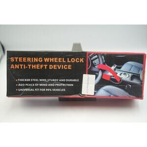 Universal Steering Wheel Lock Anti-Theft Device Red Steel Security Bar\